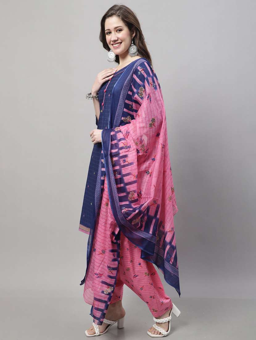 women checks kurta salwar set with dupatta - 21558533 -  Standard Image - 1