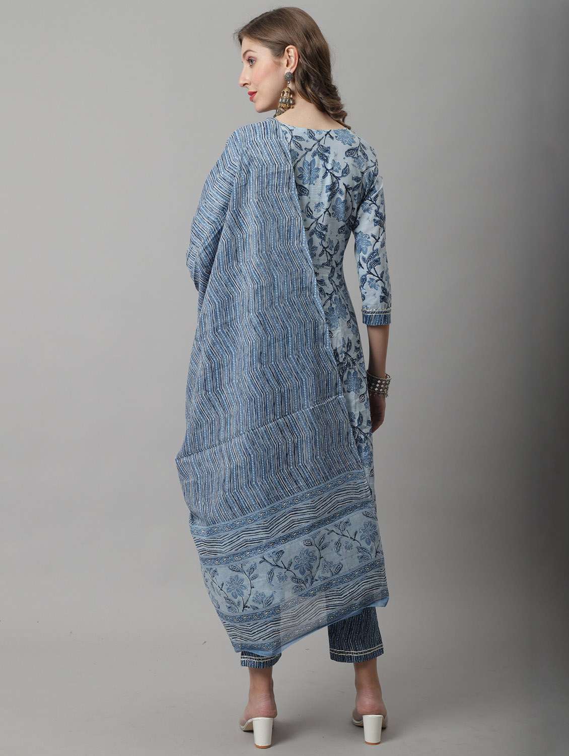 women three quarter sleeve kurta pant with dupatta set - 21558548 -  Standard Image - 4