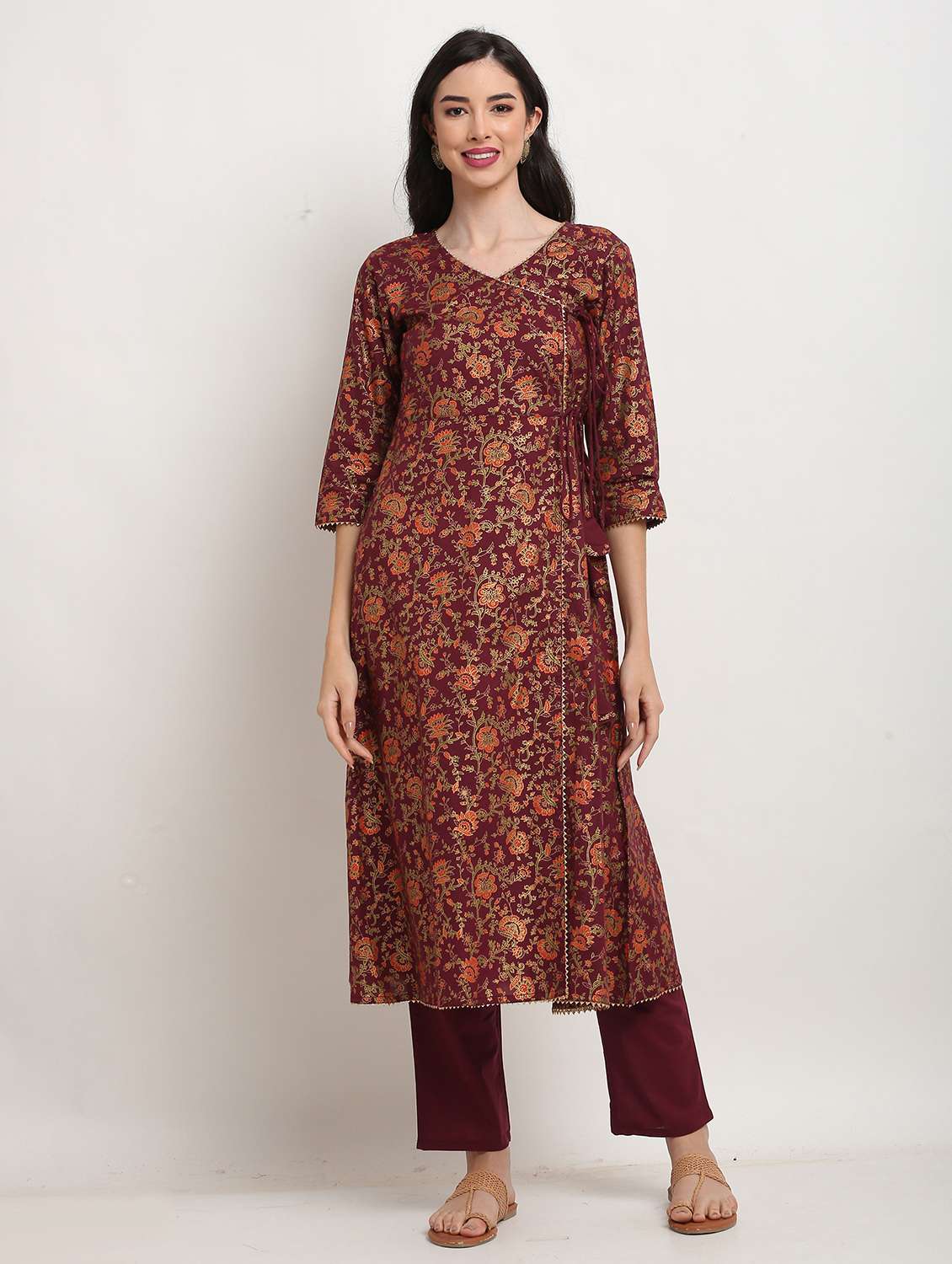 women foil print kurta pant set with dupatta - 21558558 -  Standard Image - 1