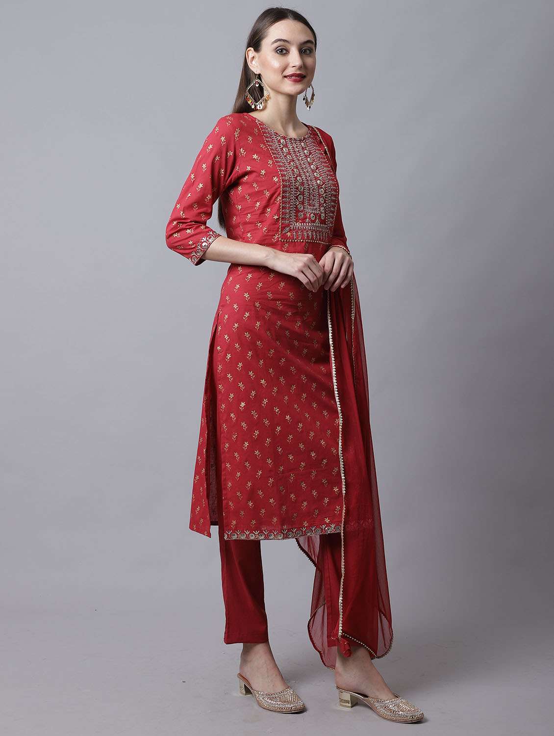 women floral kurta pant set with dupatta - 21558610 -  Standard Image - 1