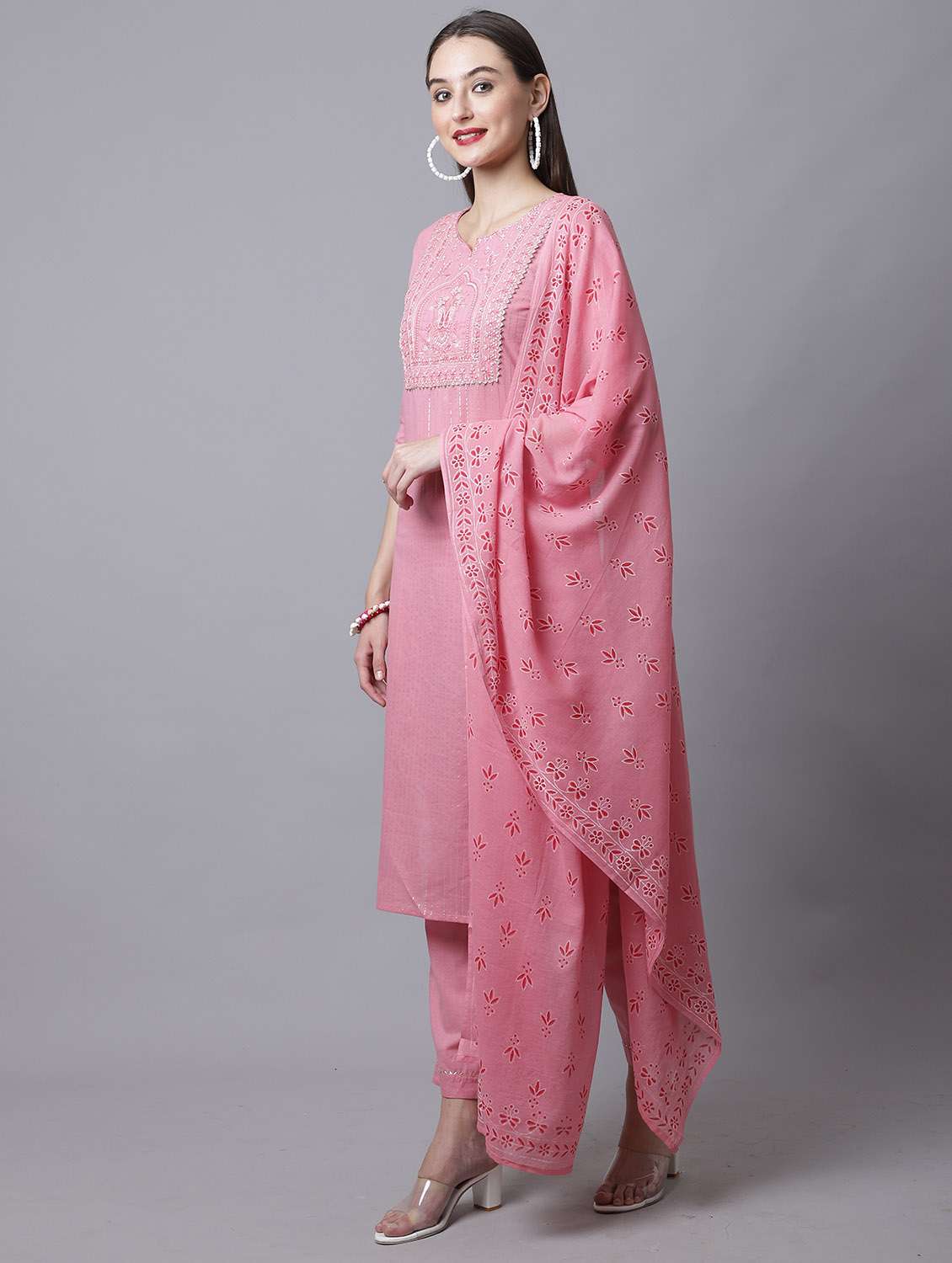 women embroidered kurta pant set with dupatta - 21558612 -  Standard Image - 1