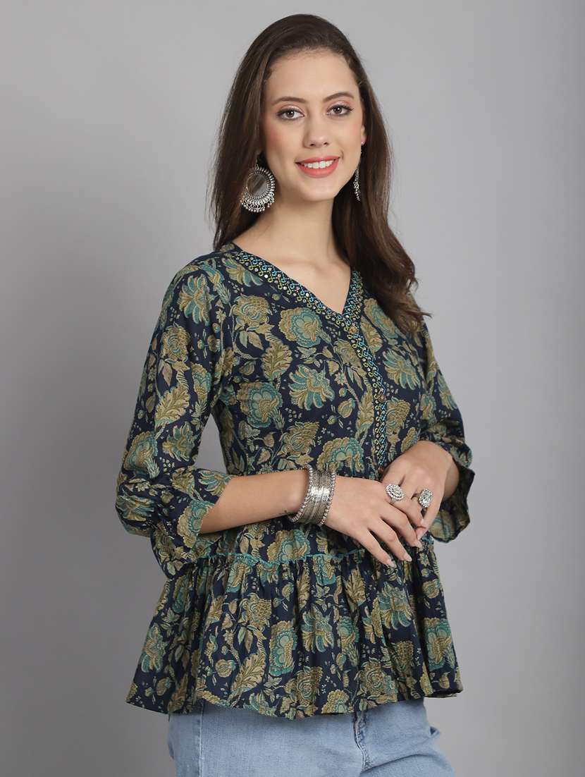 women floral v neck a-line top - 21558618 -  Standard Image - 1