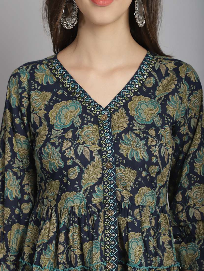 women floral v neck a-line top - 21558618 -  Standard Image - 4