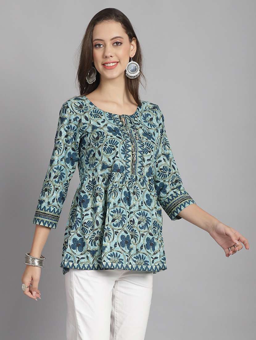 women floral three quarter sleeve top - 21558623 -  Standard Image - 1