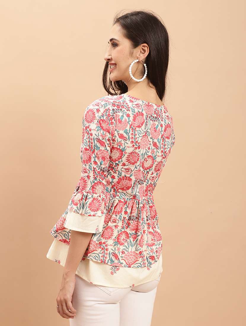 women floral sweetheart neck top - 21558641 -  Standard Image - 1