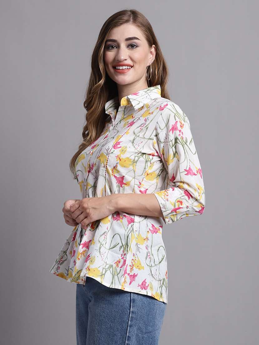women floral three quarter sleeve shirt - 21558643 -  Standard Image - 1