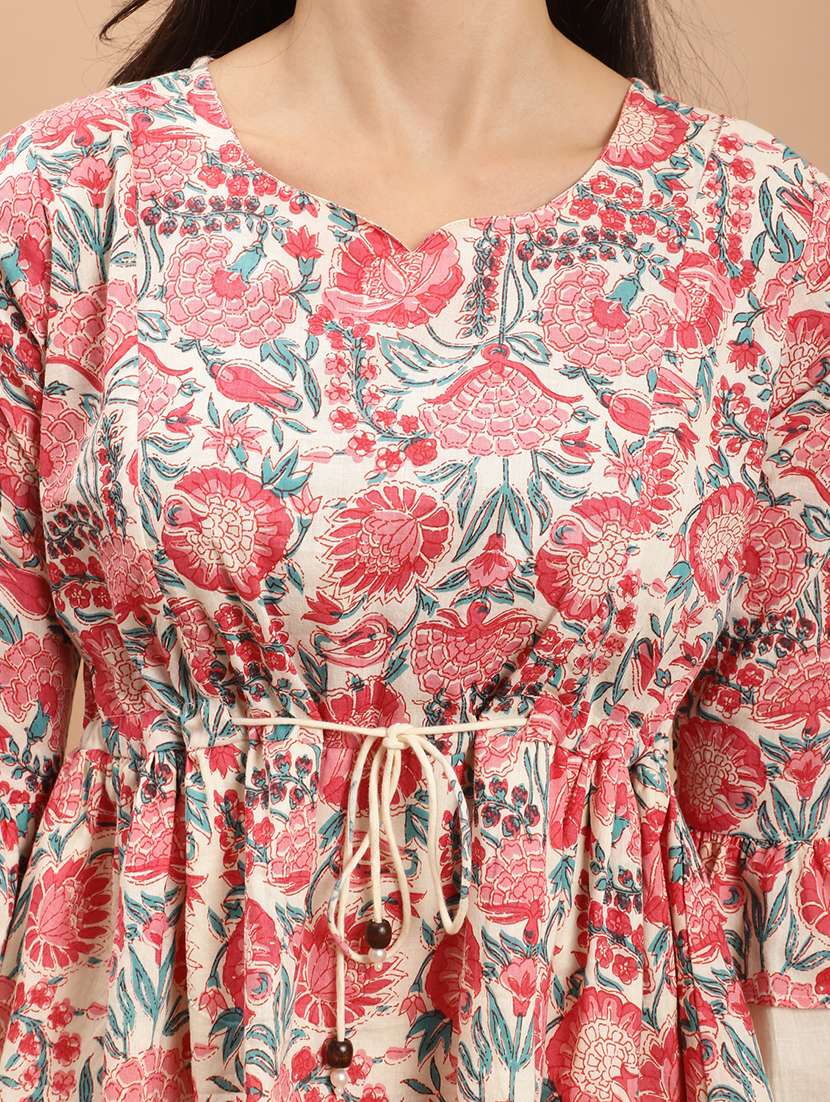 women off white floral printed layered top - 21558655 -  Standard Image - 6