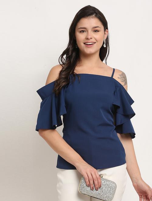 women solid shoulder strap top - 21558660 - Standard Image - 0