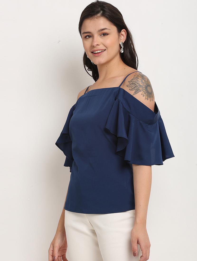 women solid shoulder strap top - 21558660 -  Standard Image - 1