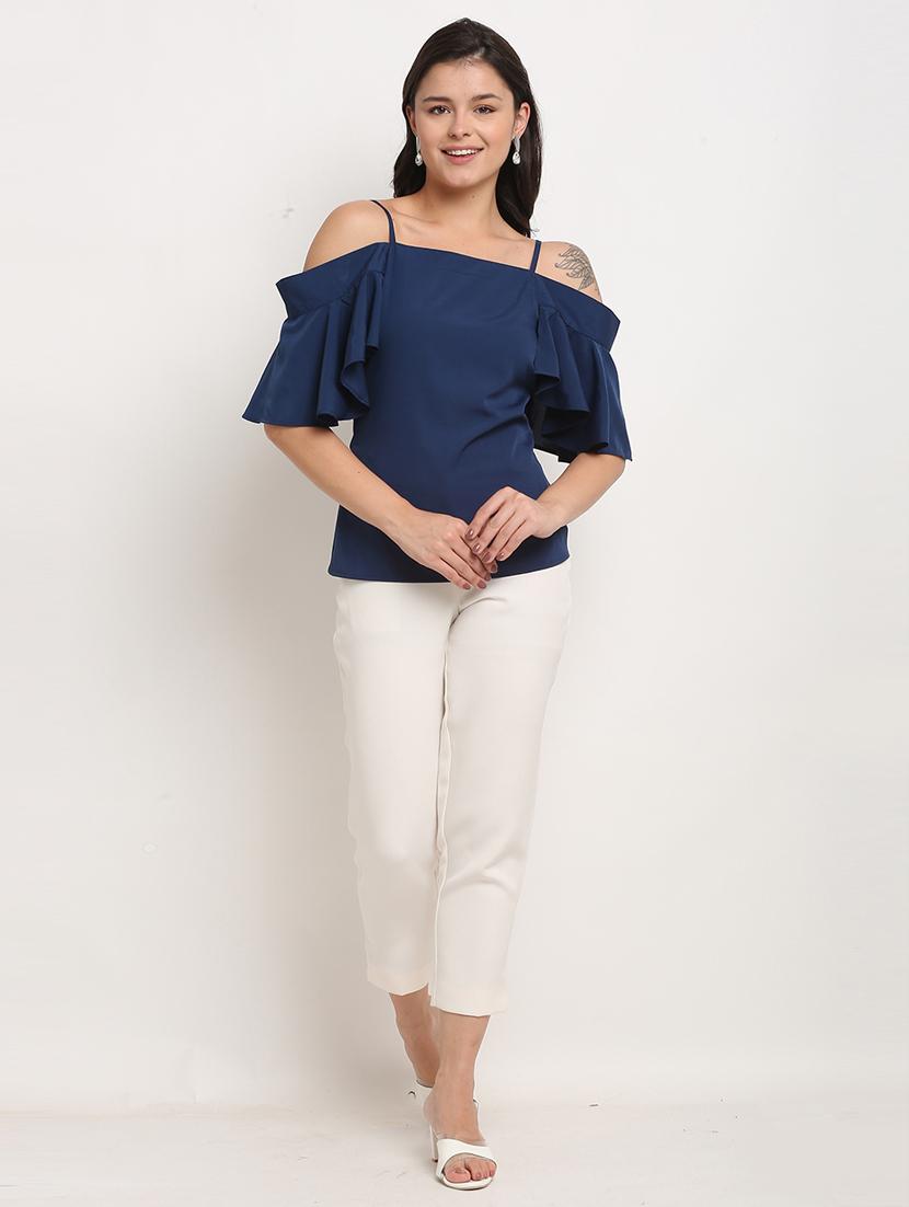 women solid shoulder strap top - 21558660 - Standard Image - 4