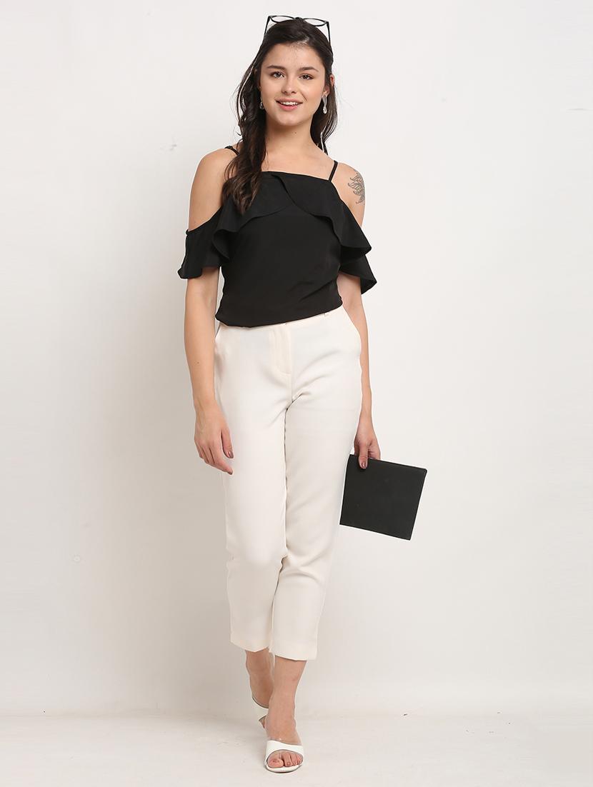 women solid shoulder strap top - 21558665 - Standard Image - 4