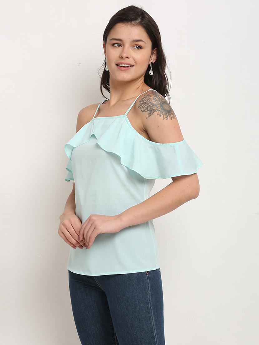 women solid shoulder strap top - 21558666 - Standard Image - 1