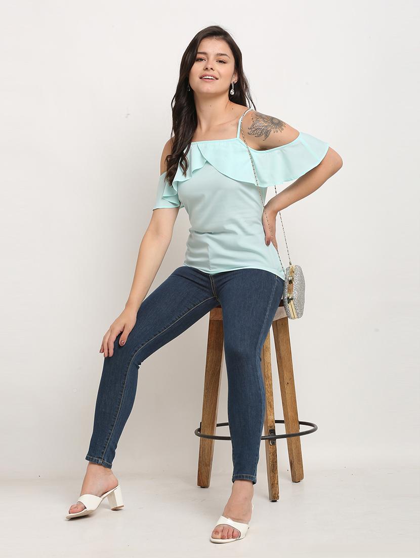 women solid shoulder strap top - 21558666 - Standard Image - 4