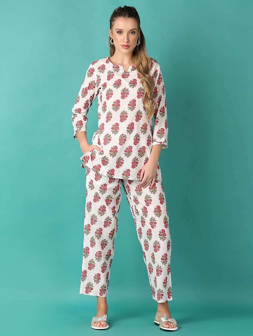 women floral notch neck co-ord set