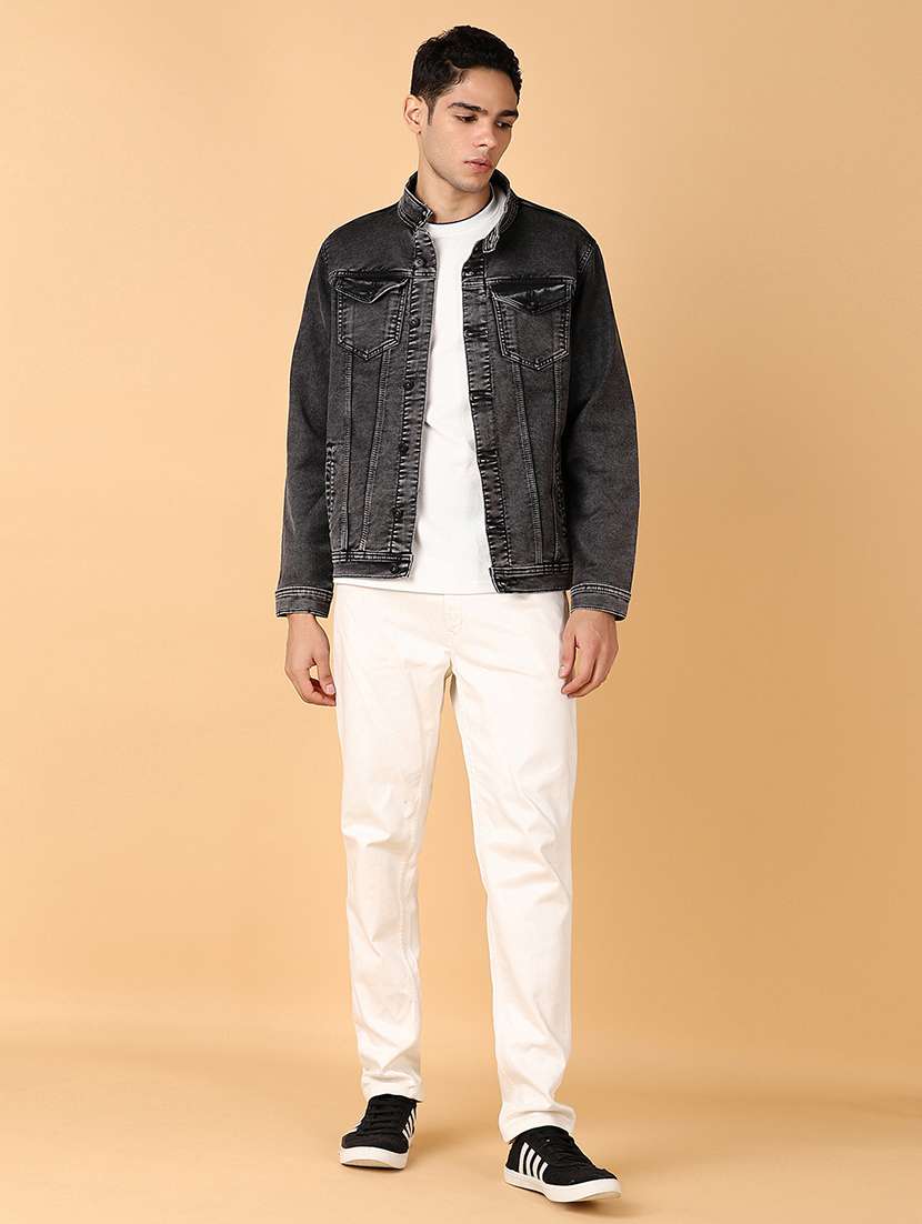 men long sleeves solid denim casual jacket - 21558769 -  Standard Image - 4