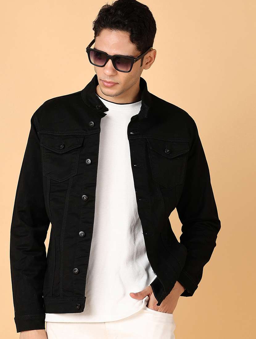 men long sleeves solid denim casual jacket - 21558770 -  Standard Image - 1