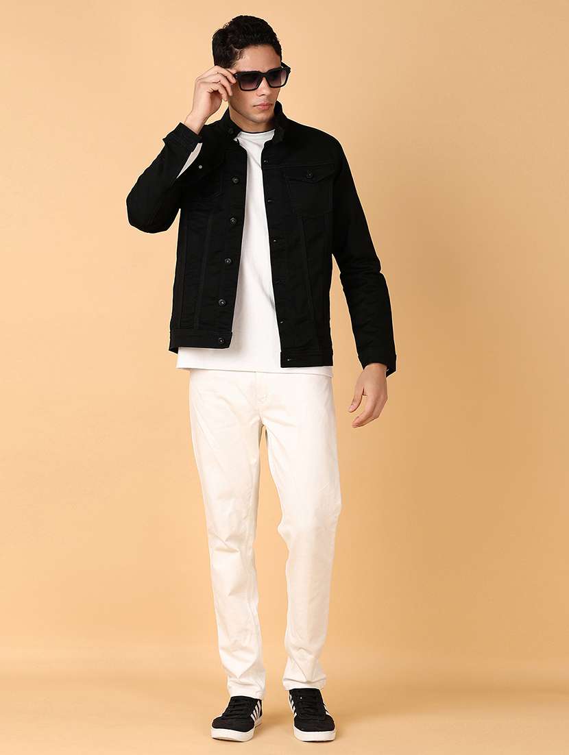 men long sleeves solid denim casual jacket - 21558770 -  Standard Image - 4