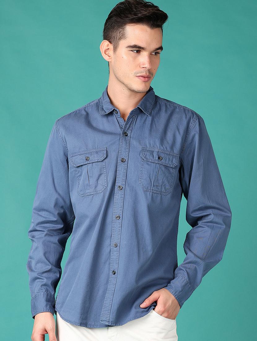 men solid collared long sleeves casual shirt - 21558771 -  Standard Image - 1