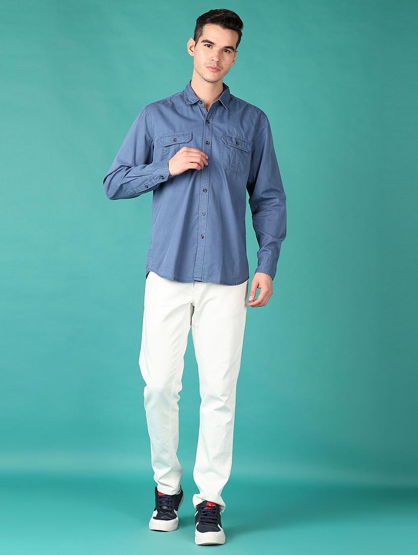 men solid collared long sleeves casual shirt - 21558771 - Standard Image - 4