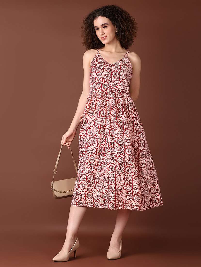 women red printed a-line ethnic dress