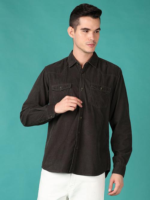 men solid collared long sleeves casual shirt - 21558792 -  Standard Image - 0