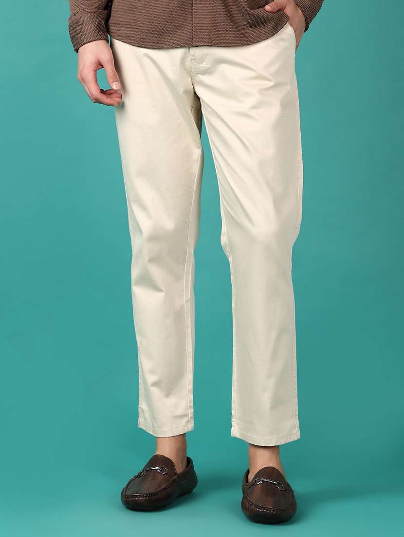 men mid rise solid chinos trouser - 21558812 -  Standard Image - 1