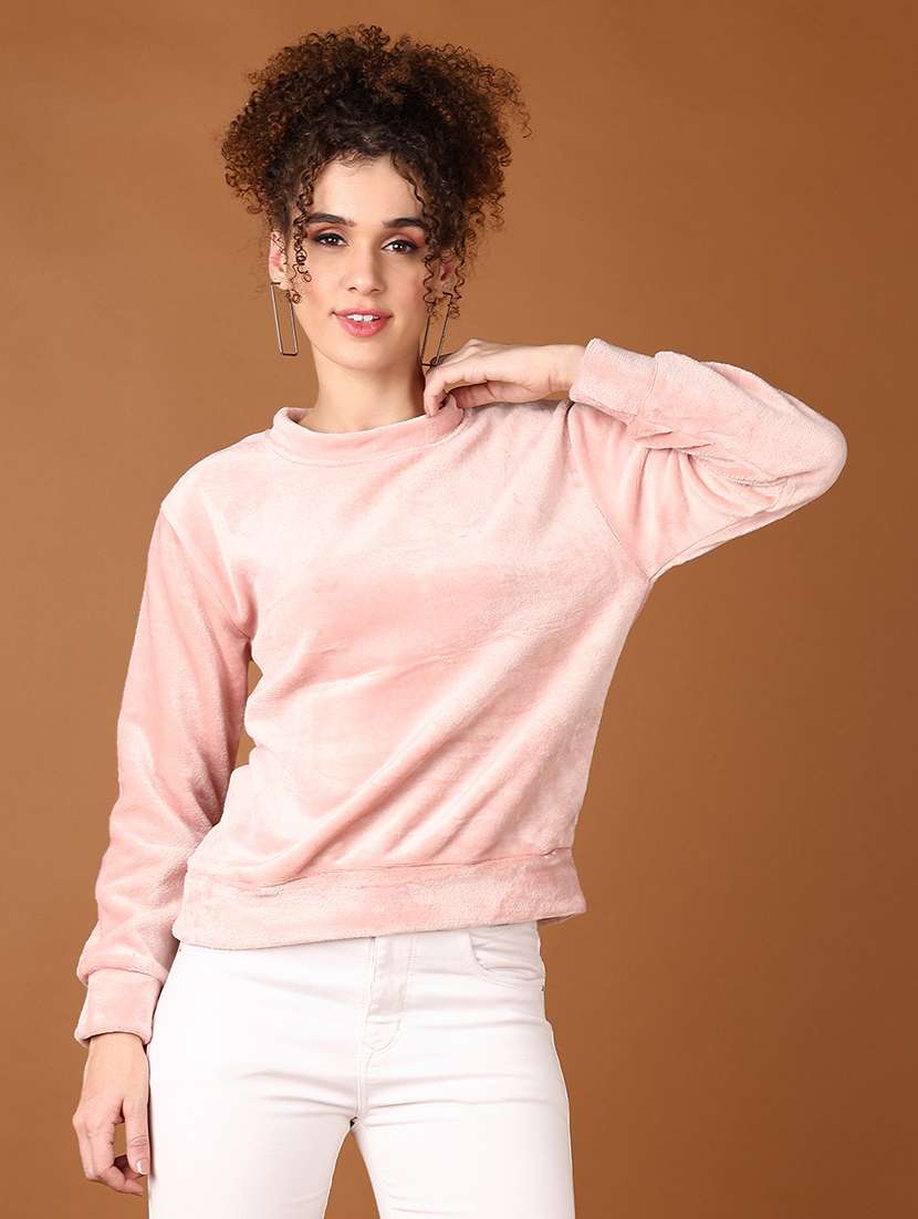 women solid long sleeve sweatshirt - 21558843 -  Standard Image - 1