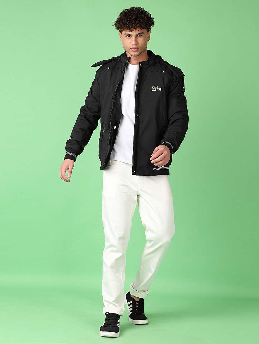 men black solid long sleeve bomber jacket - 21558871 -  Standard Image - 4