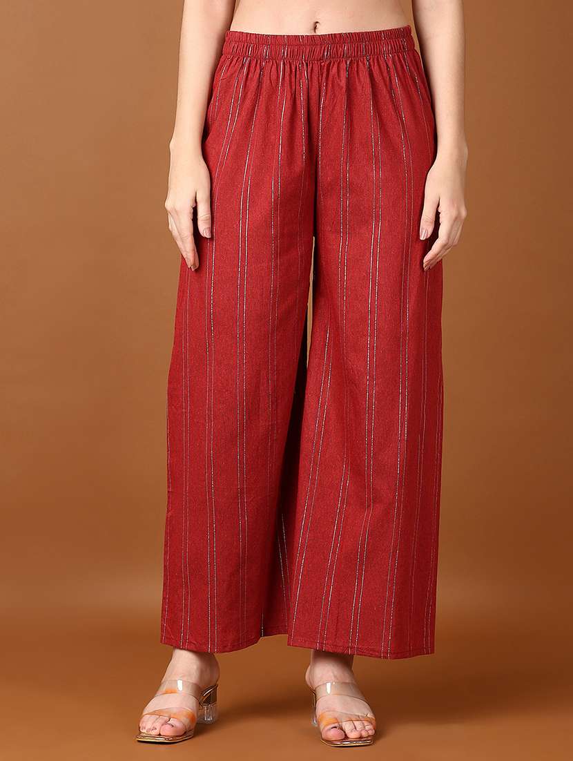 women red stripes printed palazzo - 21558882 -  Zoom Image - 0