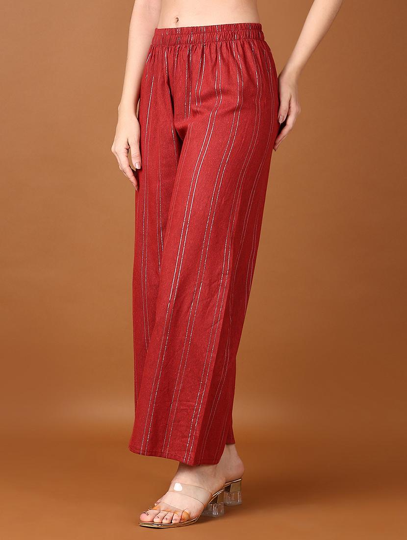 women red stripes printed palazzo - 21558882 - Standard Image - 1