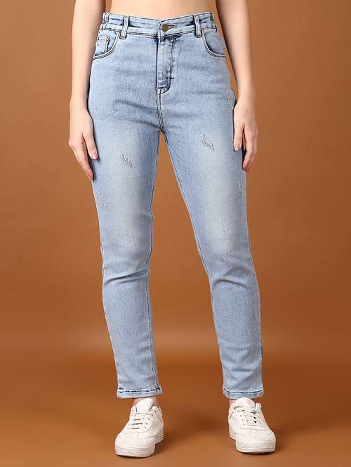women solid mid rise denim jeans - 21559025 -  Standard Image - 0