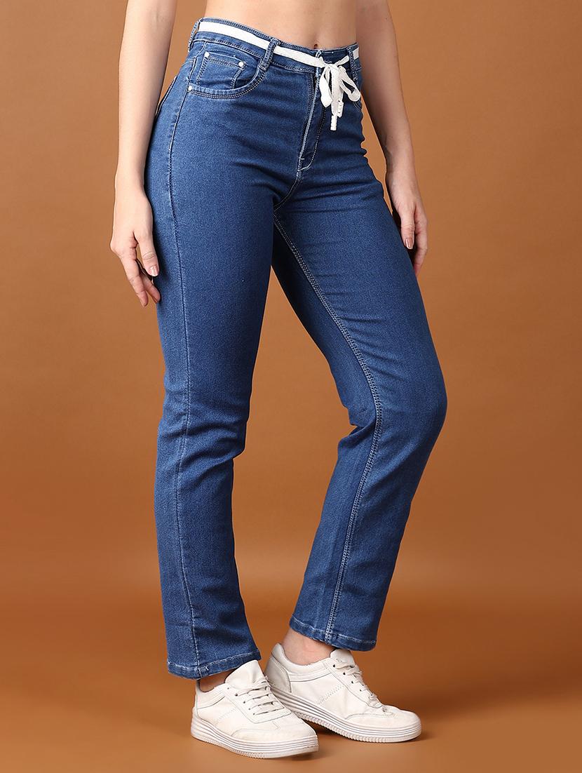 women solid mid rise denim jeans - 21559026 -  Standard Image - 1