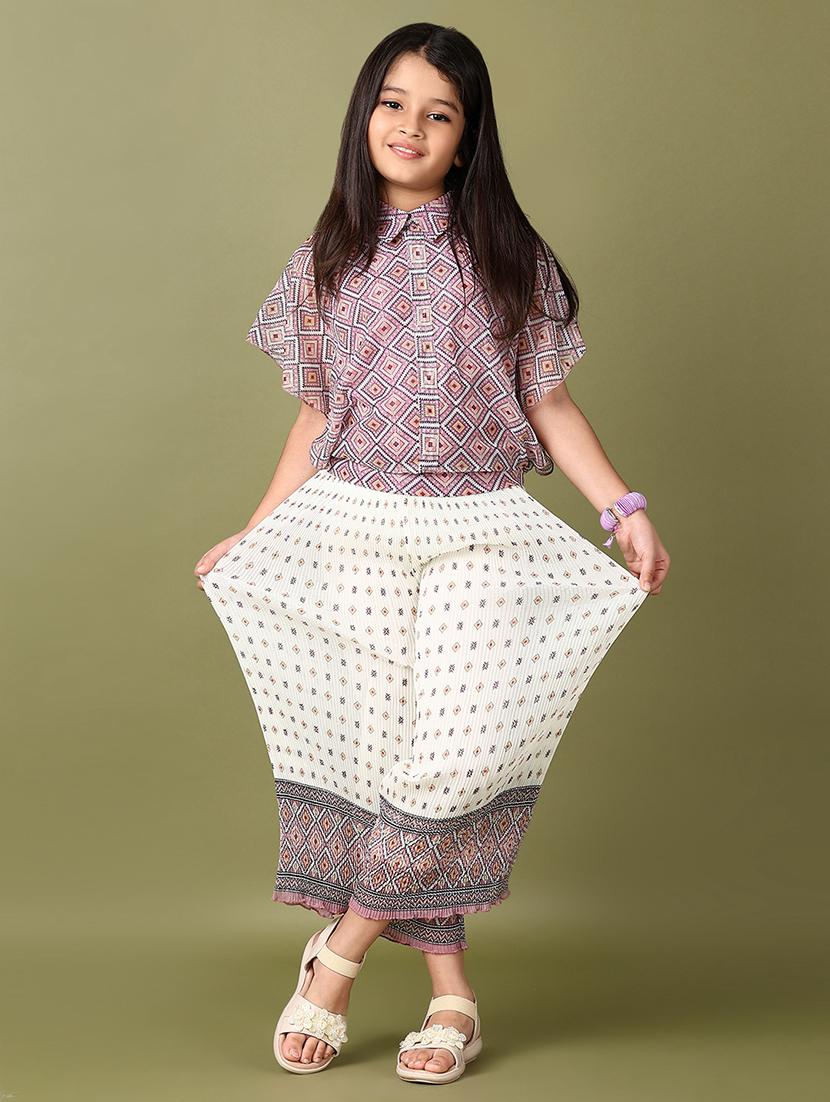 girls printed top and palazzo set - 21559029 - Standard Image - 1