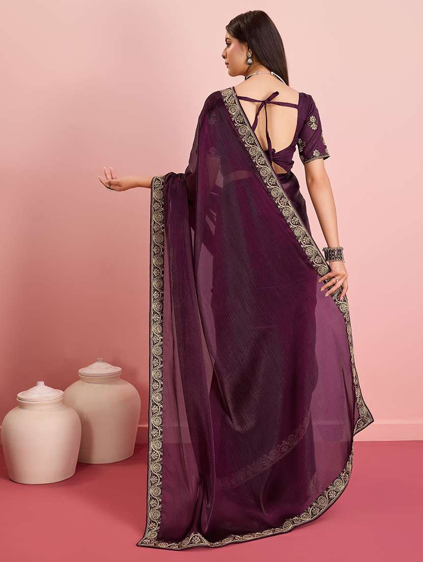 women embroidered ready to wear saree with blouse - 21559077 - Standard Image - 1