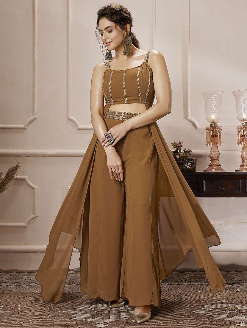 women embellished sleeveless fusion set - 21559135 -  Standard Image - 1