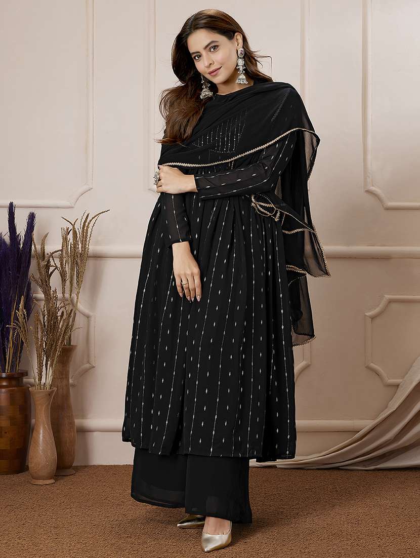 women black kurta palazzo set with dupatta - 21559136 -  Standard Image - 1