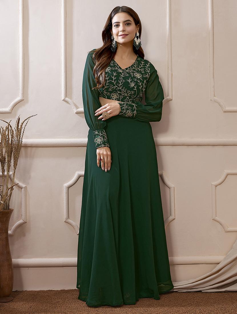 women green long sleeve skirt top set
