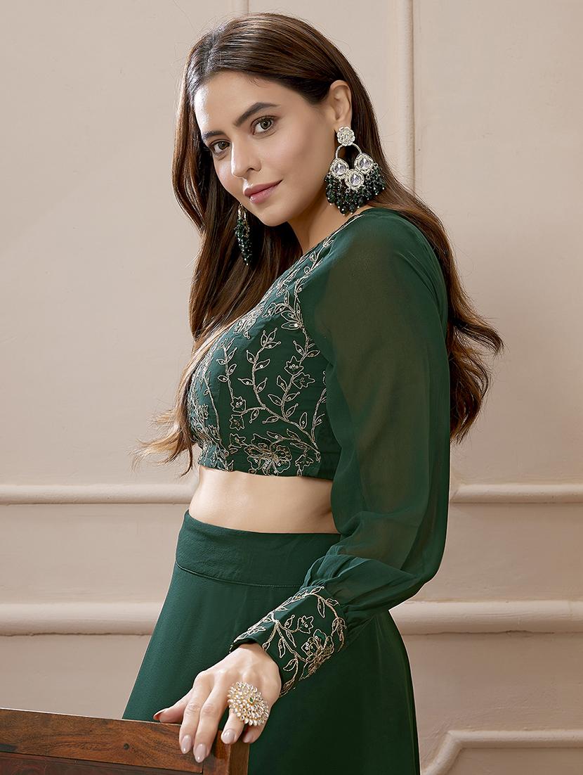 women green long sleeve skirt top set - 21559138 - Standard Image - 4