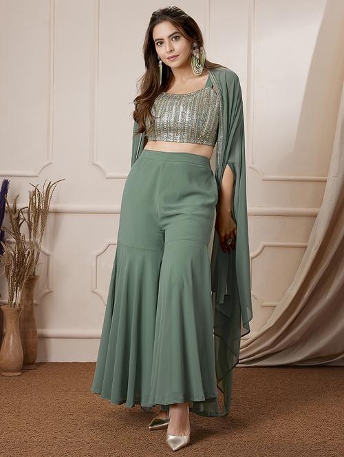 women sequins detailed sleeveless fusion set - 21559141 -  Standard Image - 0