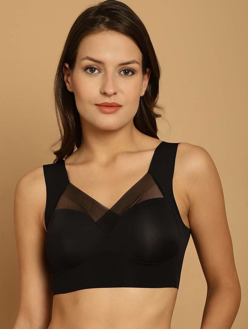 black cotton blend sports bra