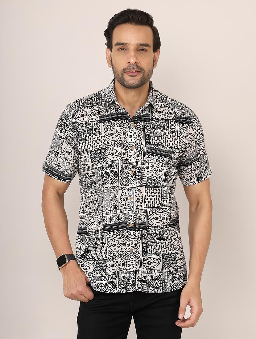 men floral short sleeve casual shirt - 21559295 - Zoom Image - 0