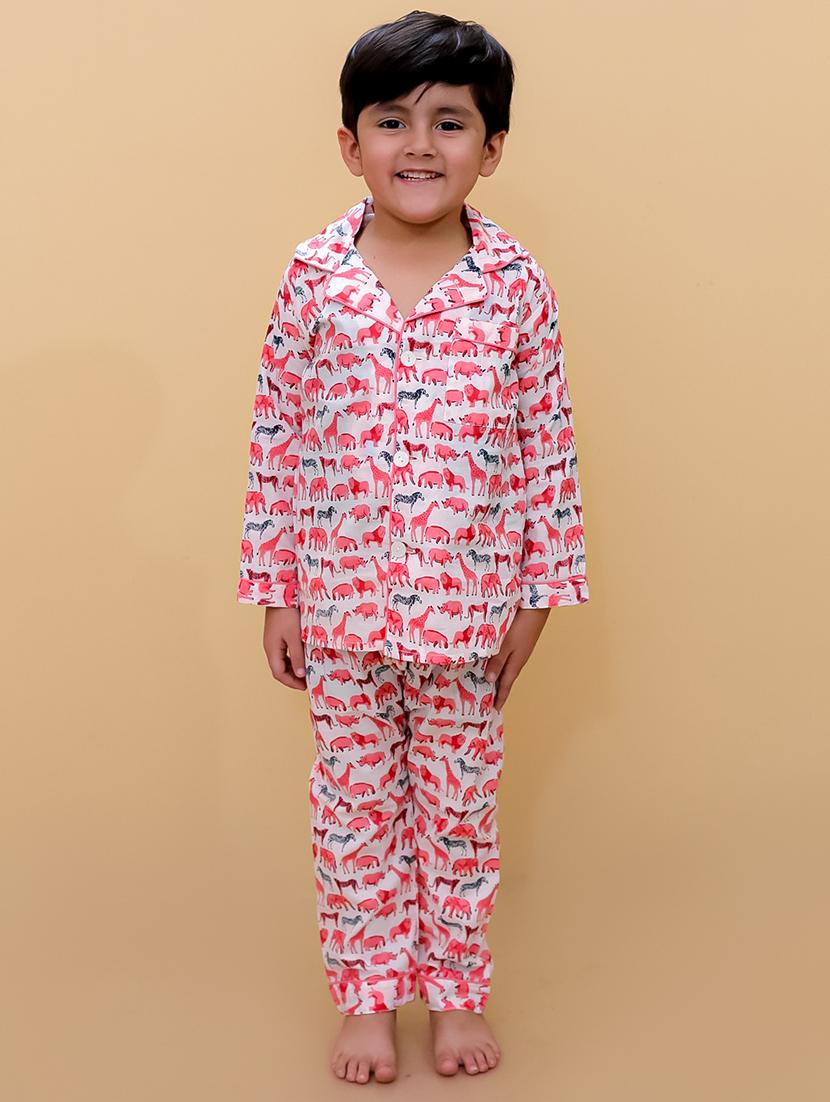 unisex printed long sleeves pyjama nightwear set