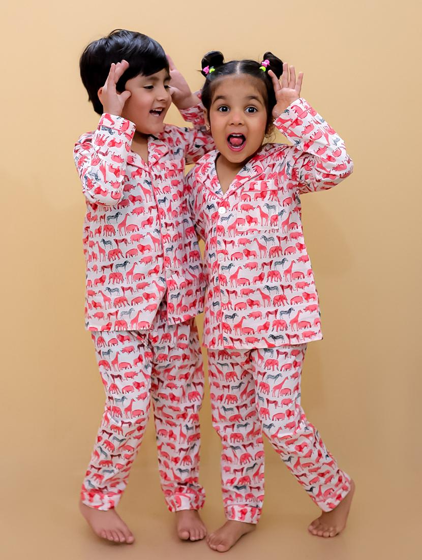 unisex printed long sleeves pyjama nightwear set - 21559312 - Standard Image - 1