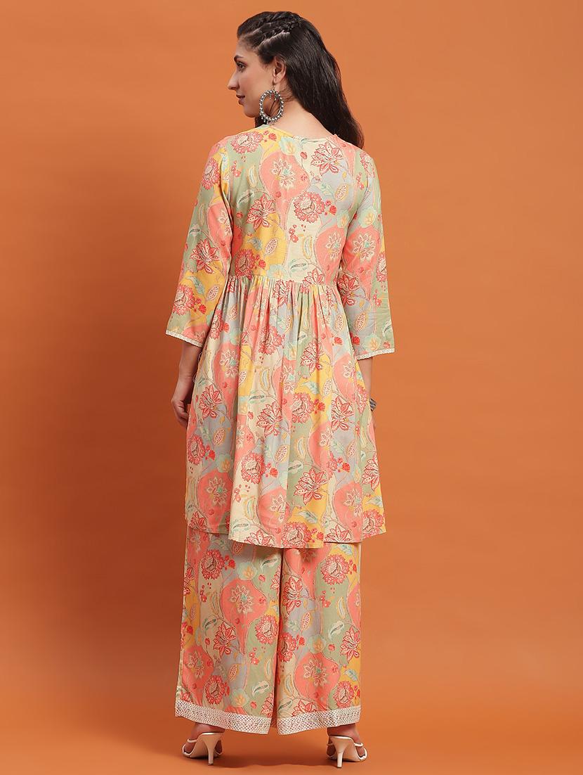 women floral printd v neck co-ord set - 21559360 - Standard Image - 4