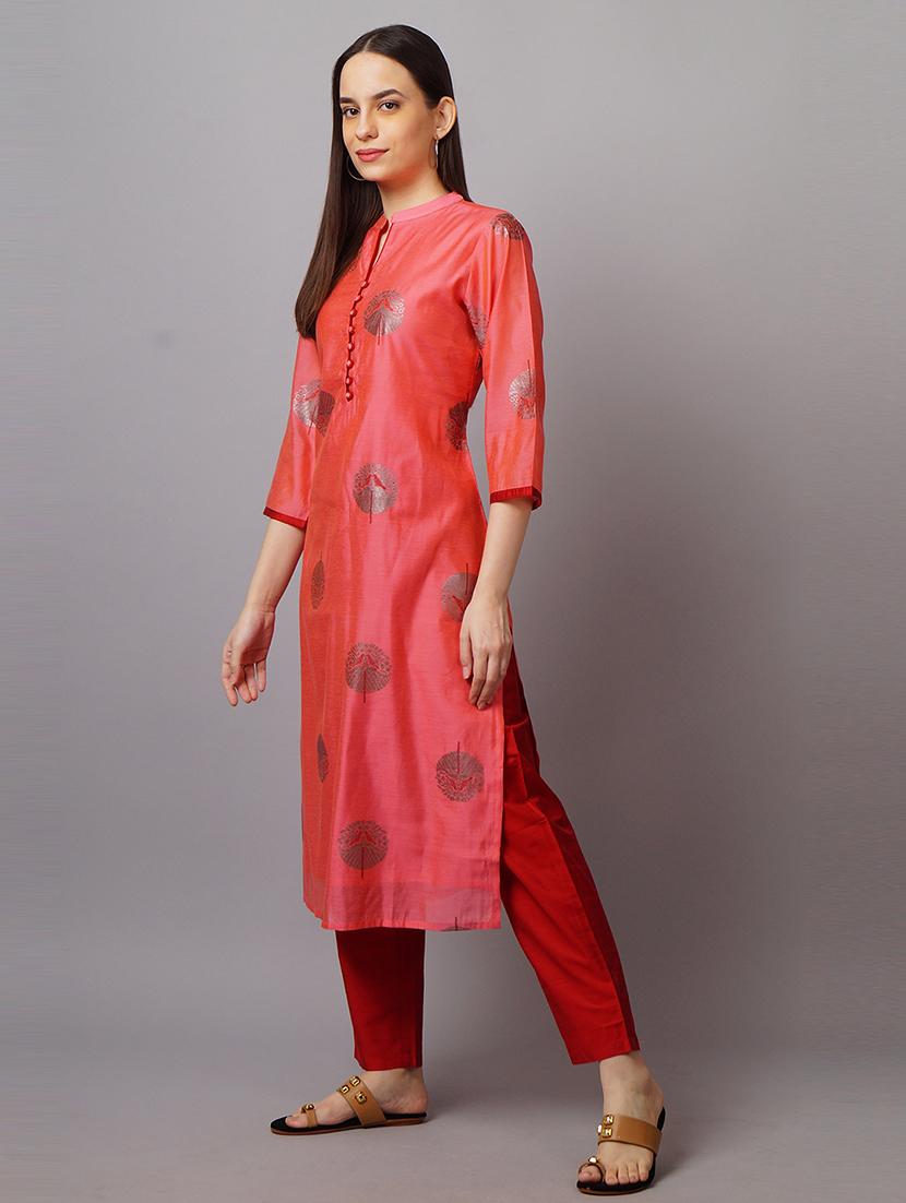 women pink self design kurta pant set - 21559394 - Standard Image - 1