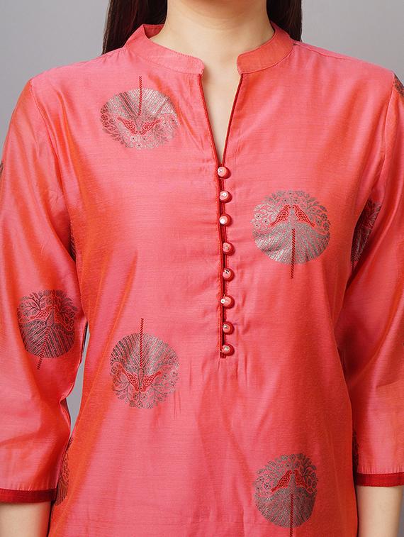 women pink self design kurta pant set - 21559394 - Standard Image - 4