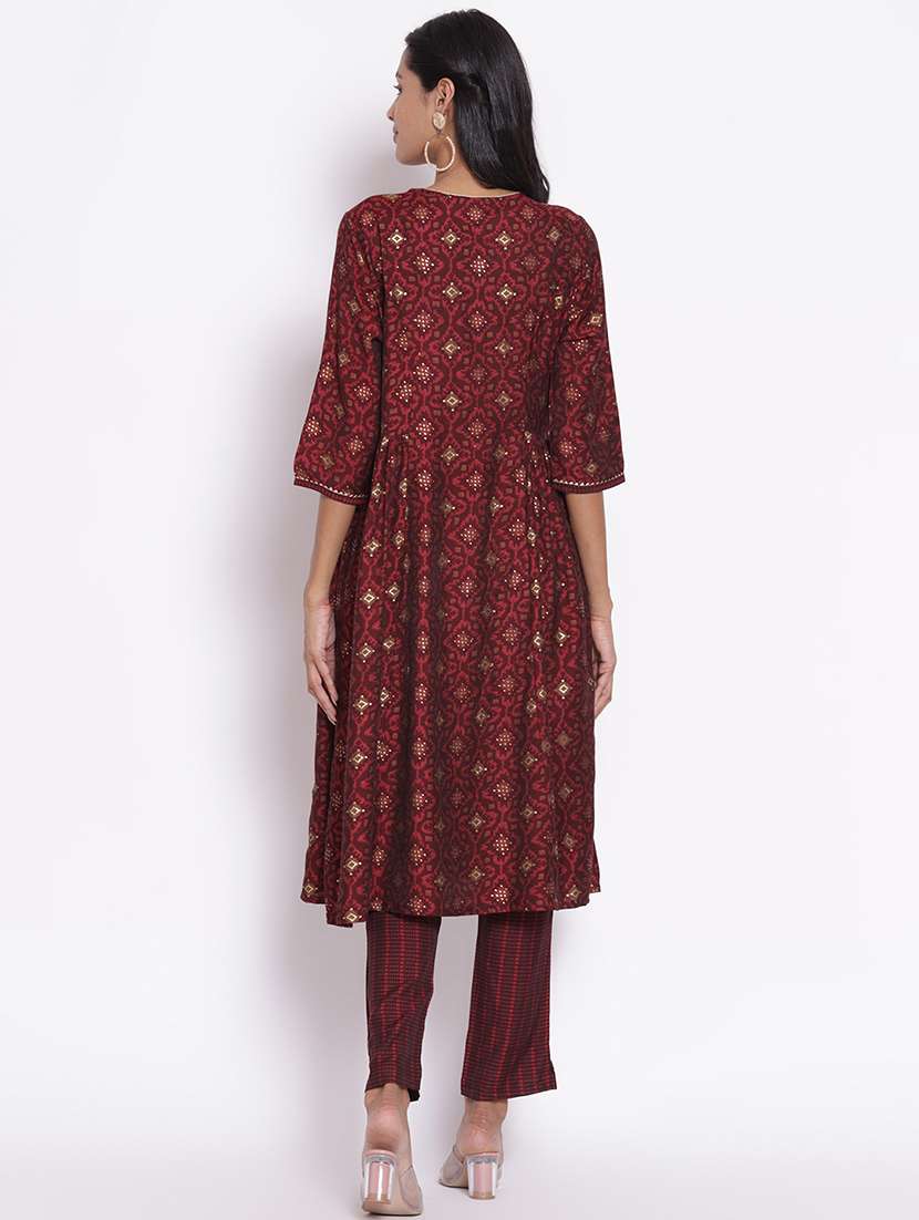 women printed three quarter sleeves kurta pant set - 21559401 - Standard Image - 4
