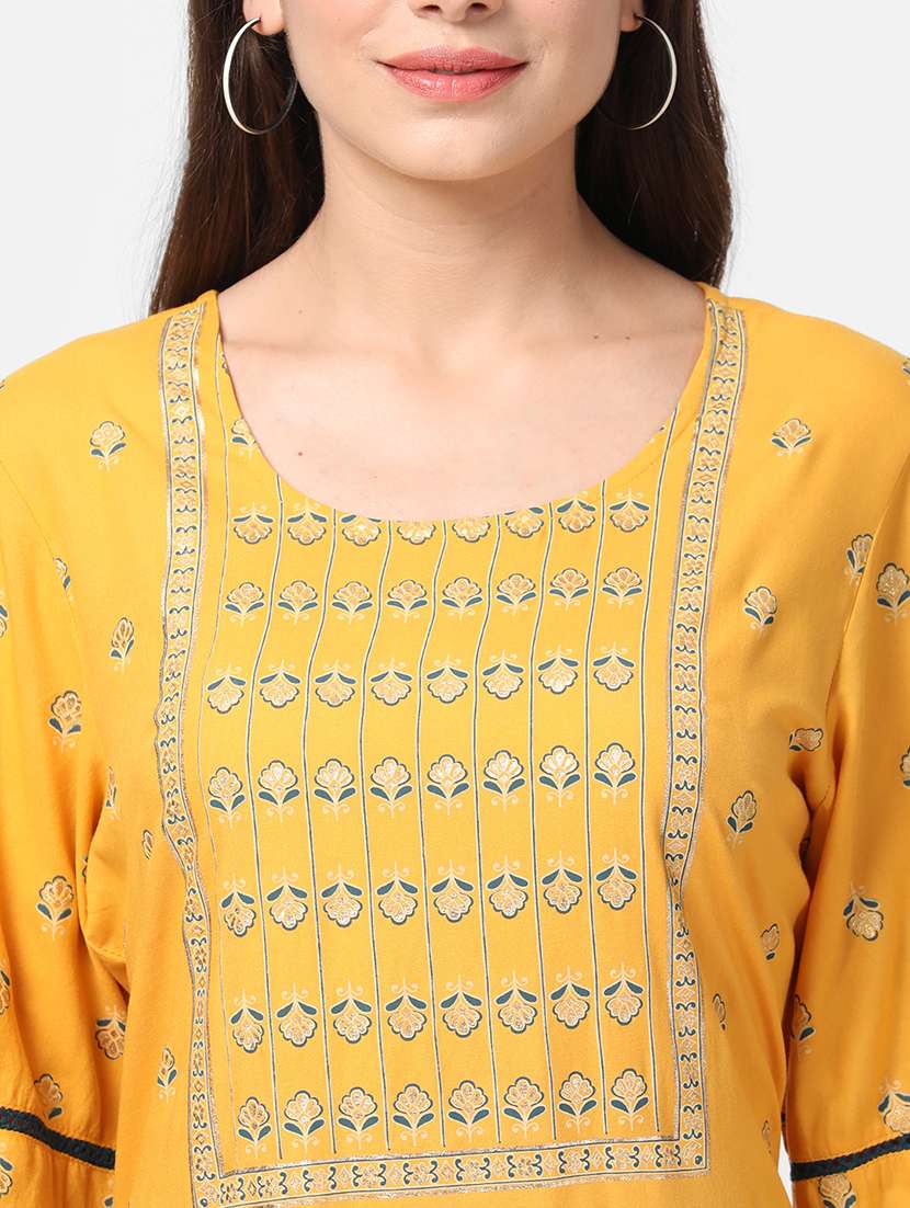 women printed round neck kurta pant set - 21559403 - Standard Image - 4