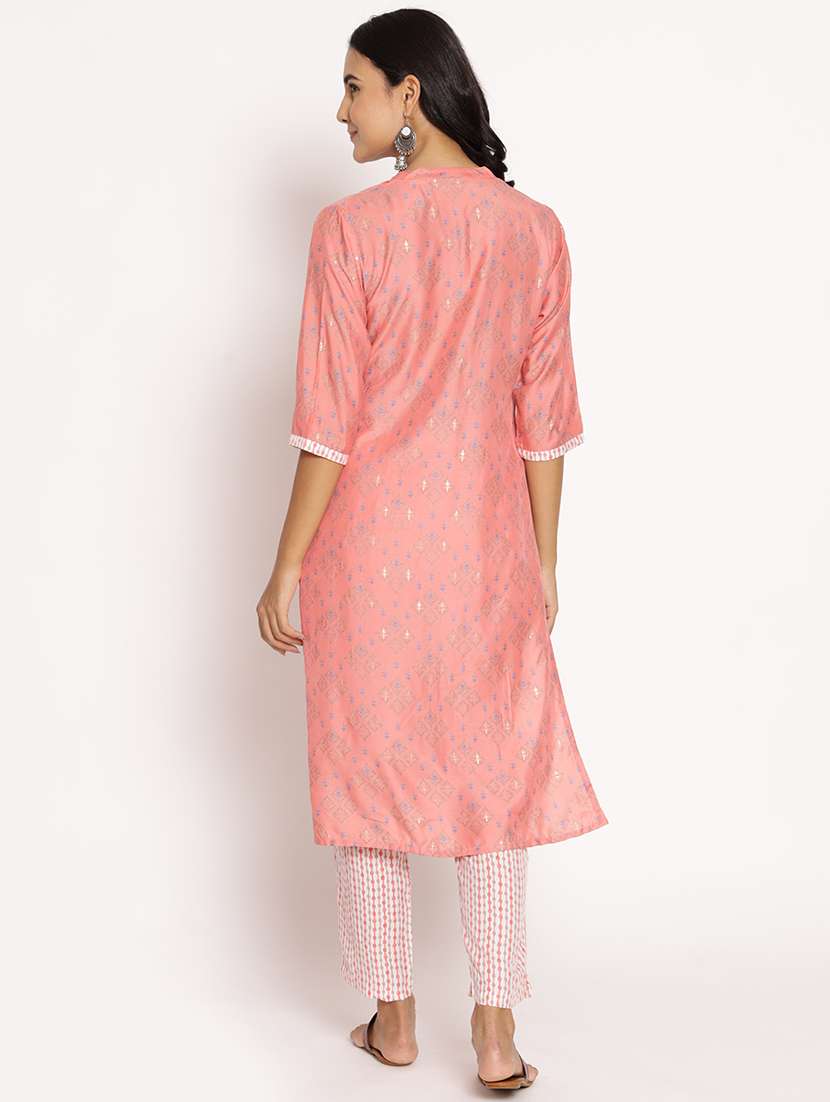 women peach printed kurta pant set - 21559406 - Standard Image - 4