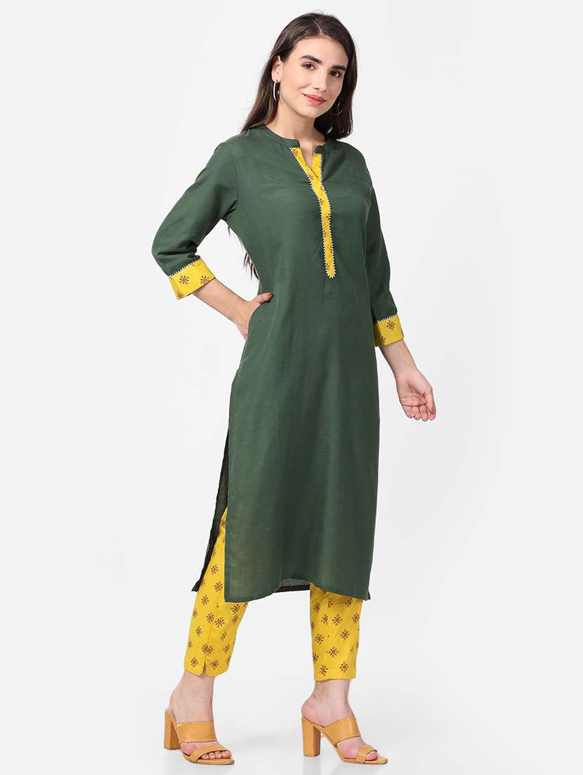 women green solid kurta pant set - 21559409 - Standard Image - 1